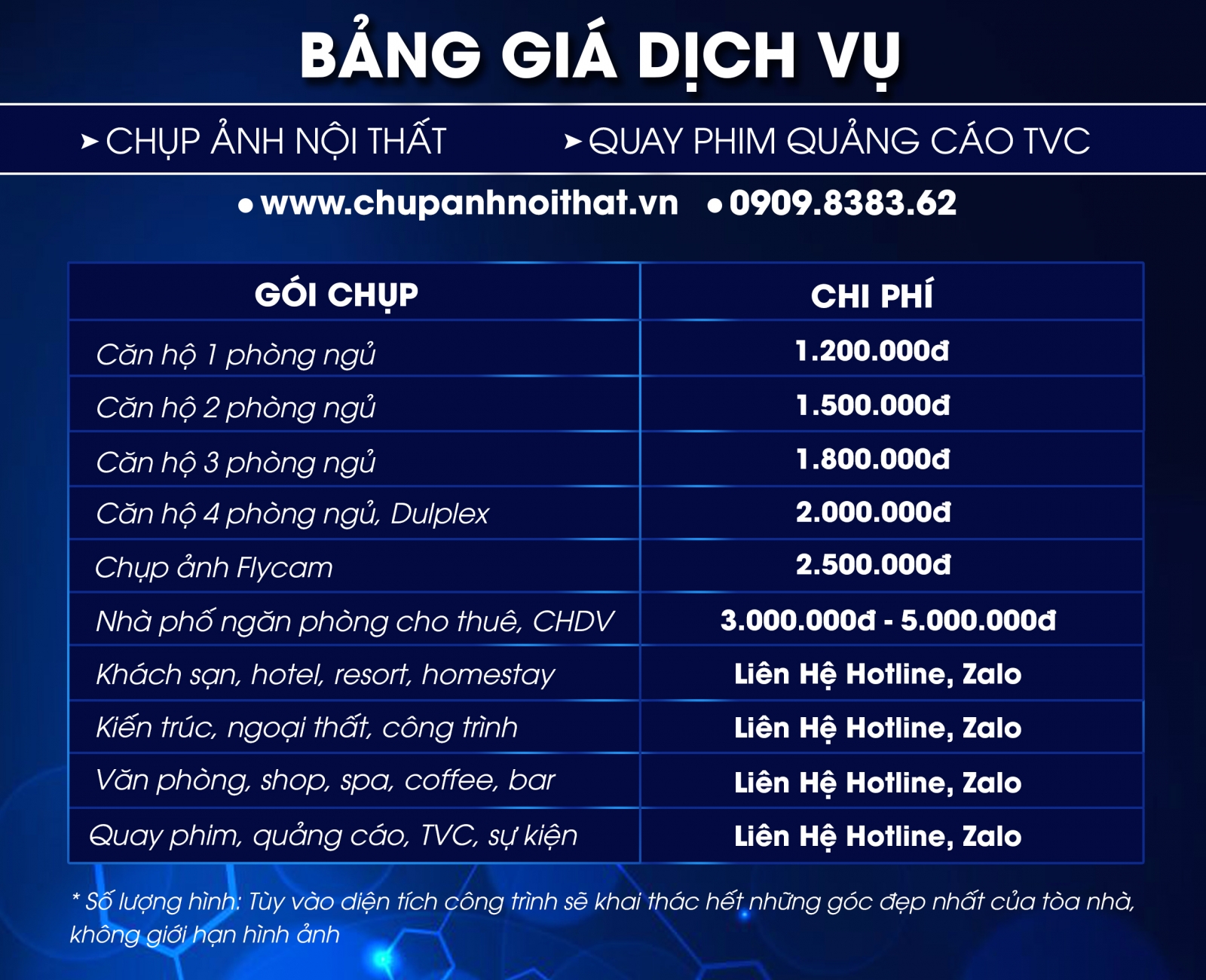 Báo Giá Dịch Vụ Chụp Ảnh Nội Thất - Căn Hộ - Khách Sạn - Resort