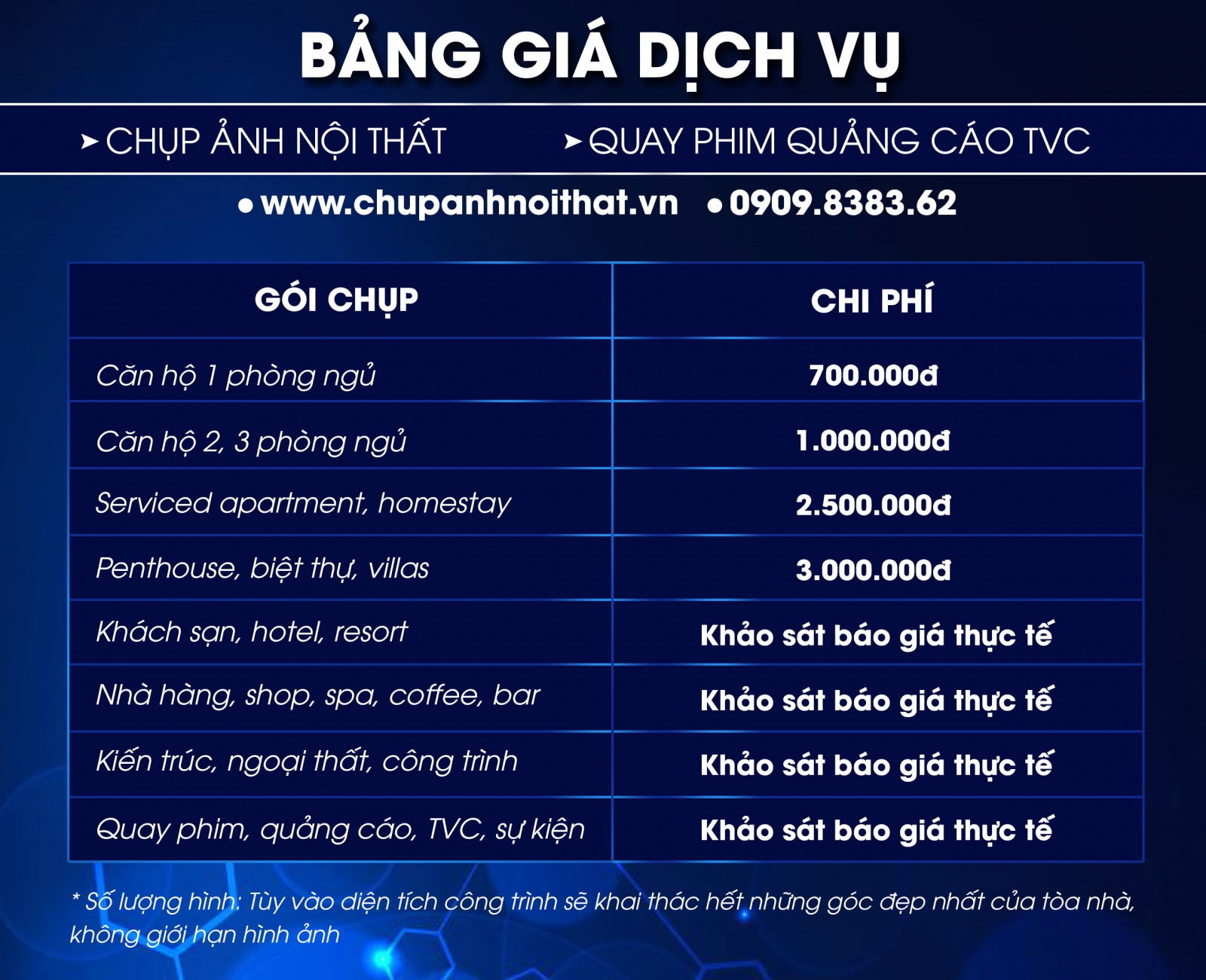 Báo Giá Dịch Vụ Chụp Ảnh Nội Thất - Căn Hộ - Khách Sạn - Resort